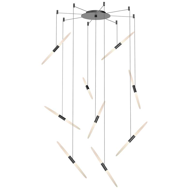 Image 1 Ballet 9-Light Swag LED Pendant - Satin Black Finish - Frosted Shade