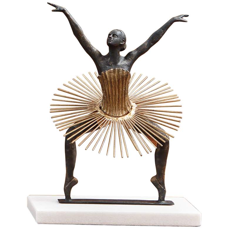 Image 1 Ballet Dancer Grande Plie 14 1/2 inch High Bronze-Gold Statue