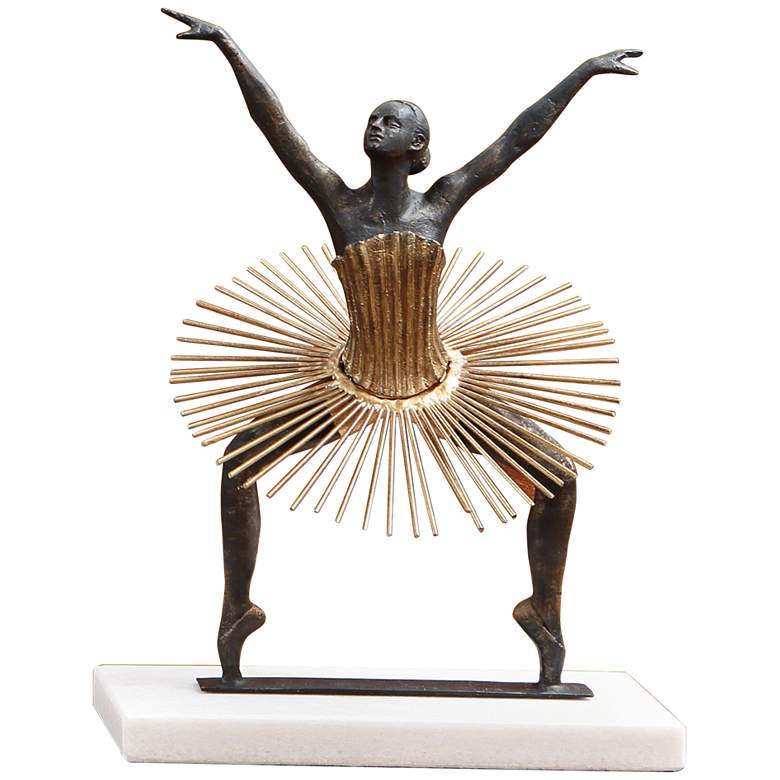Image 1 Ballet Dancer Grande Plie 14 1/2" High Bronze-Gold Statue