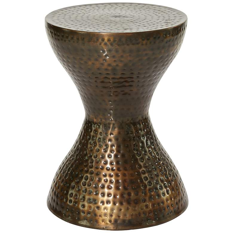Image 2 Ballister 14 inchW Bronze Hammered Metal Hourglass Accent Table