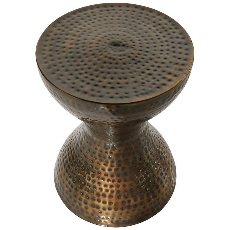 Image 5 Ballister 14 inchW Bronze Hammered Metal Hourglass Accent Table more views