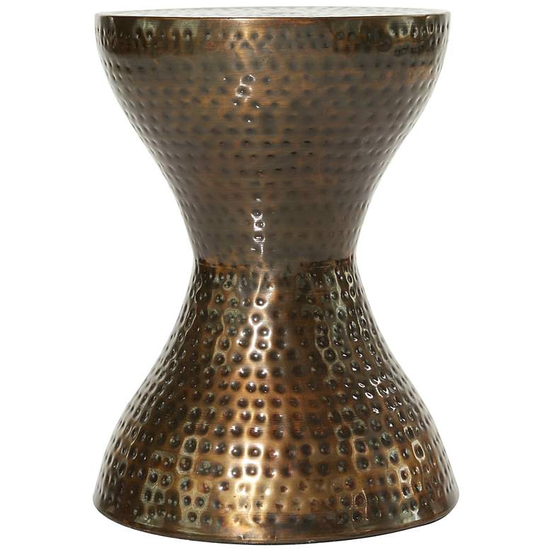 Image 6 Ballister 14 inchW Bronze Hammered Metal Hourglass Accent Table more views