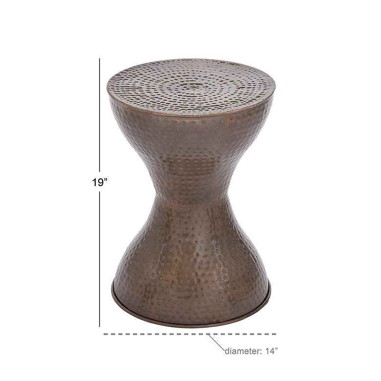 Image 7 Ballister 14 inchW Bronze Hammered Metal Hourglass Accent Table more views