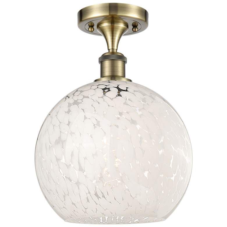 Image 1 Ballston 10" Wide Antique Brass Semi-Flush Mount With White Mouchette