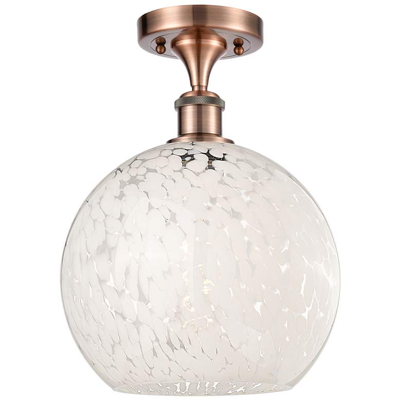 Image 1 Ballston 10" Wide Antique Copper Semi-Flush Mount w/ White Mouchette S