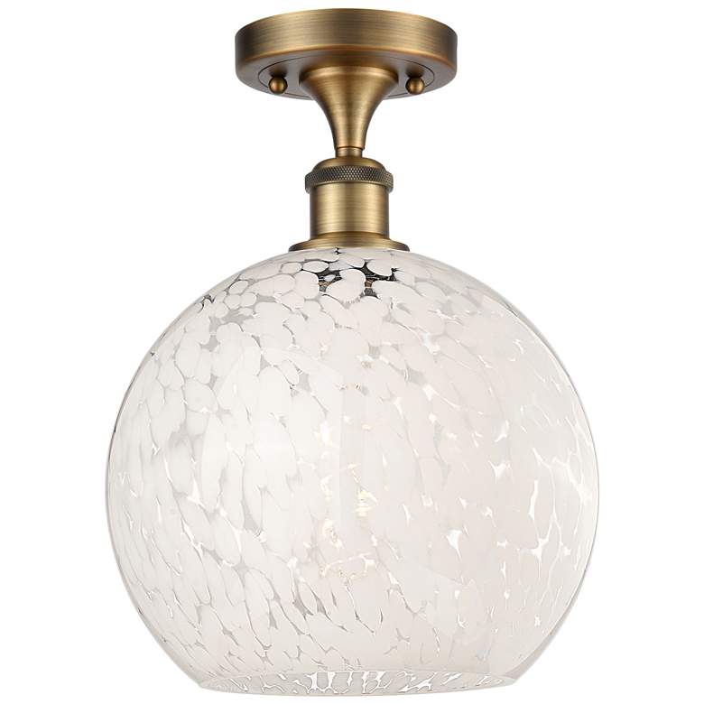 Image 1 Ballston 10" Wide Brushed Brass Semi-Flush Mount With White Mouchette