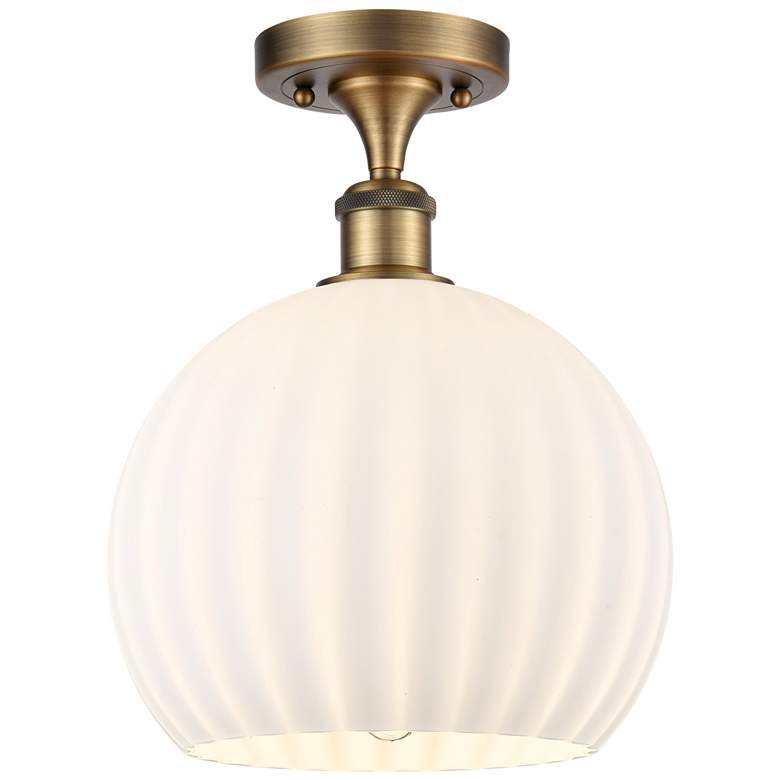 Image 1 Ballston 10" Wide Brushed Brass Semi-Flush Mount With White Venetian S
