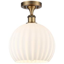 Ballston 10" Wide Brushed Brass Semi-Flush Mount With White Venetian S