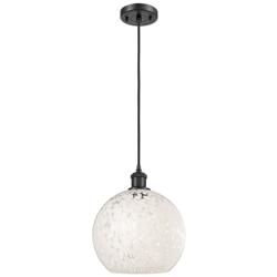 Ballston 10" Wide Matte Black Corded Mini Pendant w/ White Mouchette S