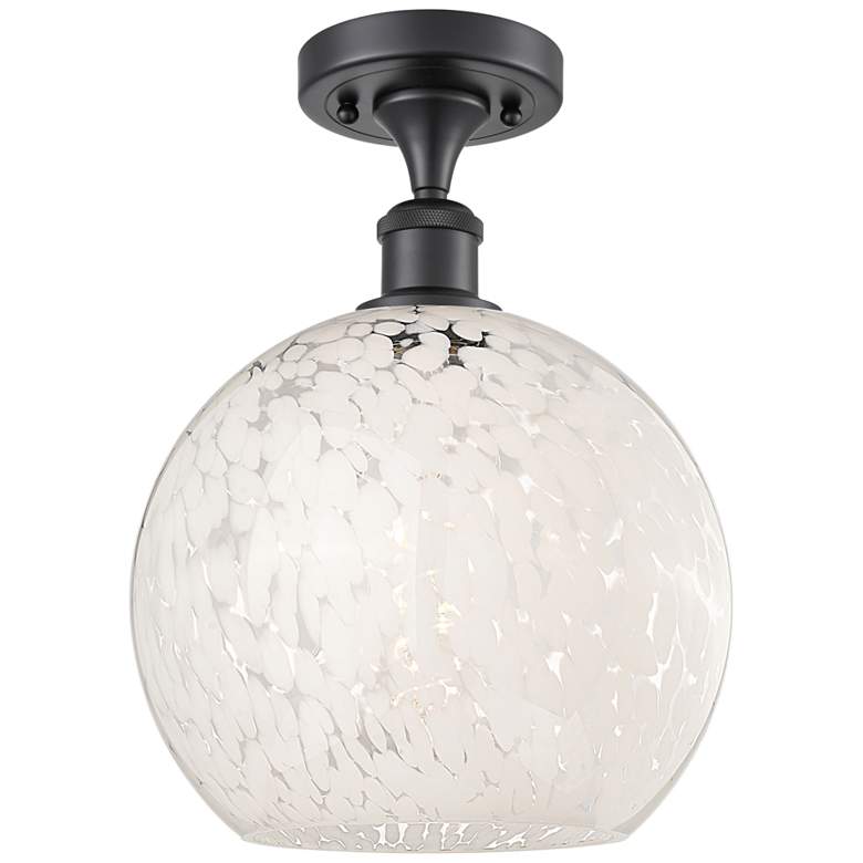 Image 1 Ballston 10" Wide Matte Black Semi-Flush Mount With White Mouchette Sh
