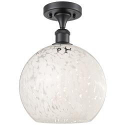 Ballston 10" Wide Matte Black Semi-Flush Mount With White Mouchette Sh