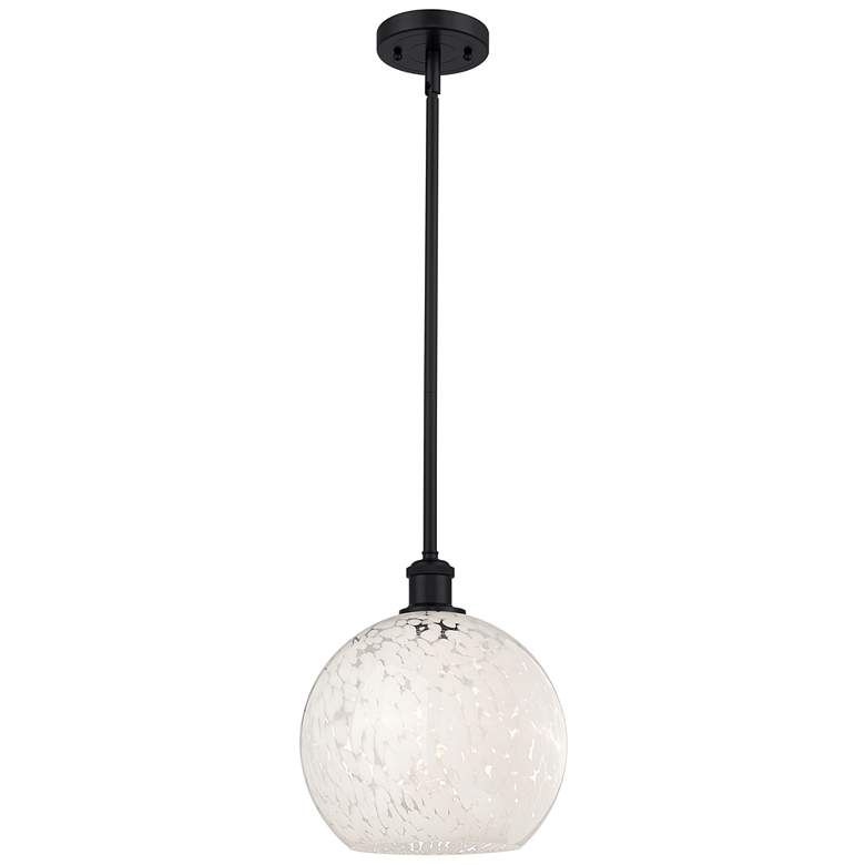 Image 1 Ballston 10" Wide Matte Black Stemmed Mini Pendant w/ White Mouchette