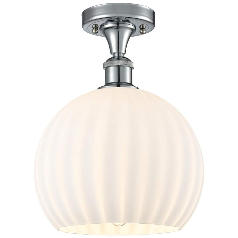 Image 1 Ballston 10" Wide Polished Chrome Semi-Flush Mount w/ White Venetian S
