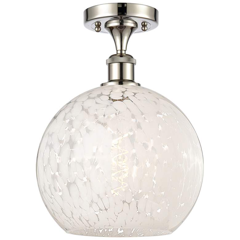 Image 1 Ballston 10" Wide Polished Nickel Semi-Flush Mount w/ White Mouchette