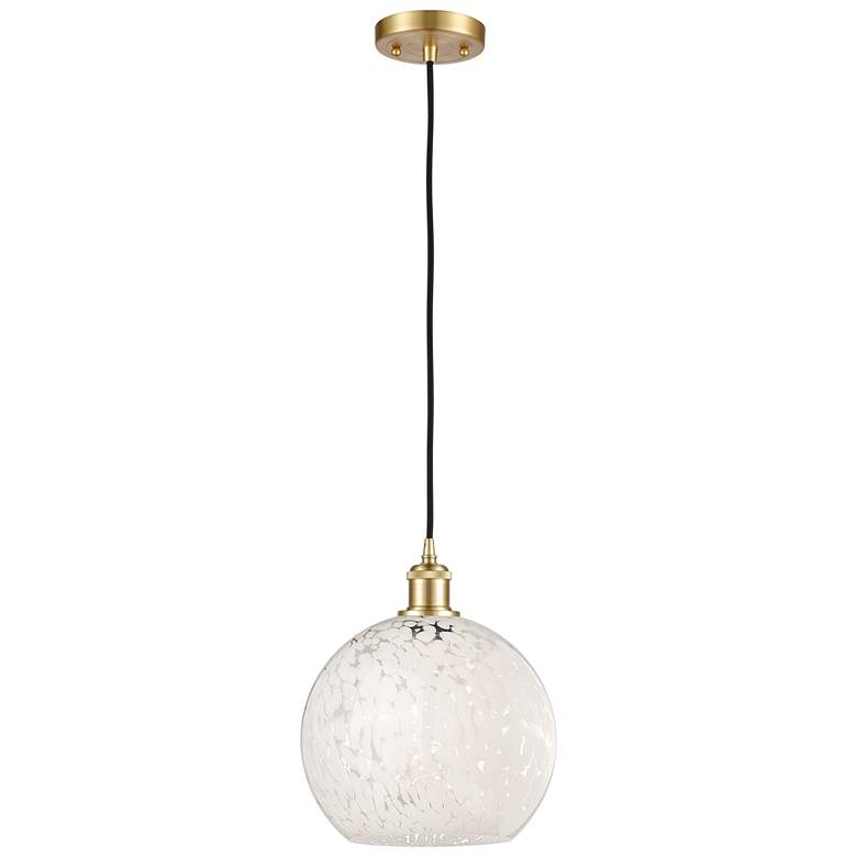 Image 1 Ballston 10" Wide Satin Gold Corded Mini Pendant w/ White Mouchette Sh