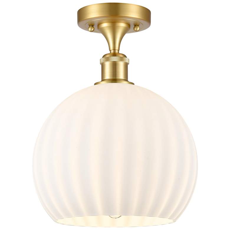 Image 1 Ballston 10" Wide Satin Gold Semi-Flush Mount With White Venetian Shad