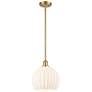 Ballston 10" Wide Satin Gold Stem Hung Mini Pendant w/ White Venetian