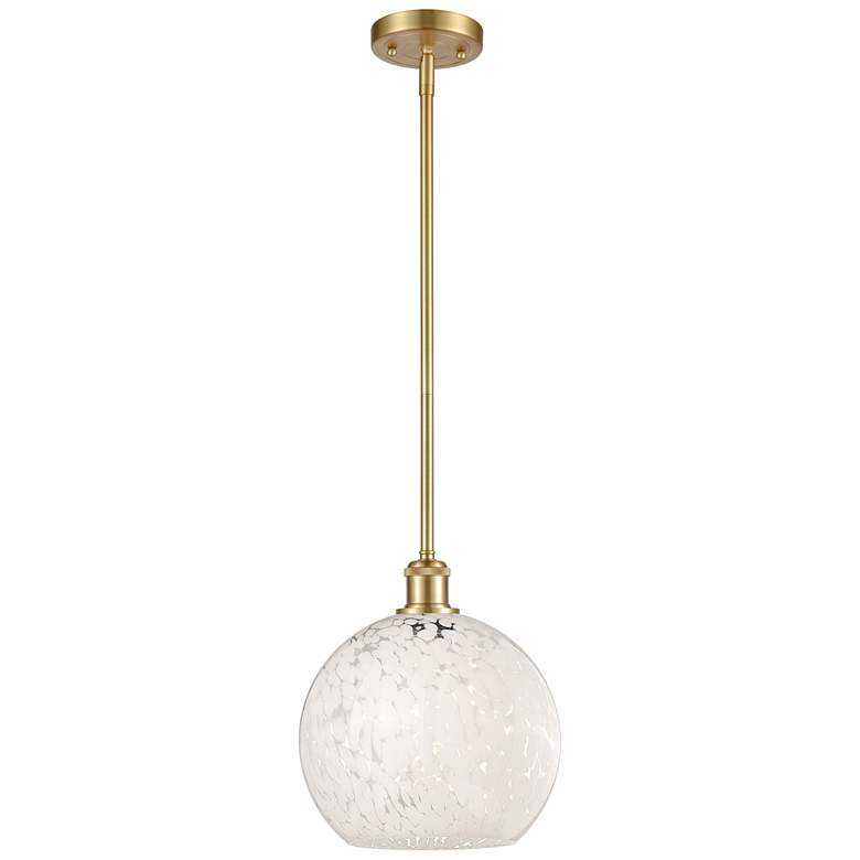 Image 1 Ballston 10" Wide Satin Gold Stemmed Mini Pendant w/ White Mouchette S
