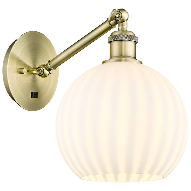 Image 1 Ballston 10"H Antique Brass Vertically Adjustable Sconce w/ Venetian S