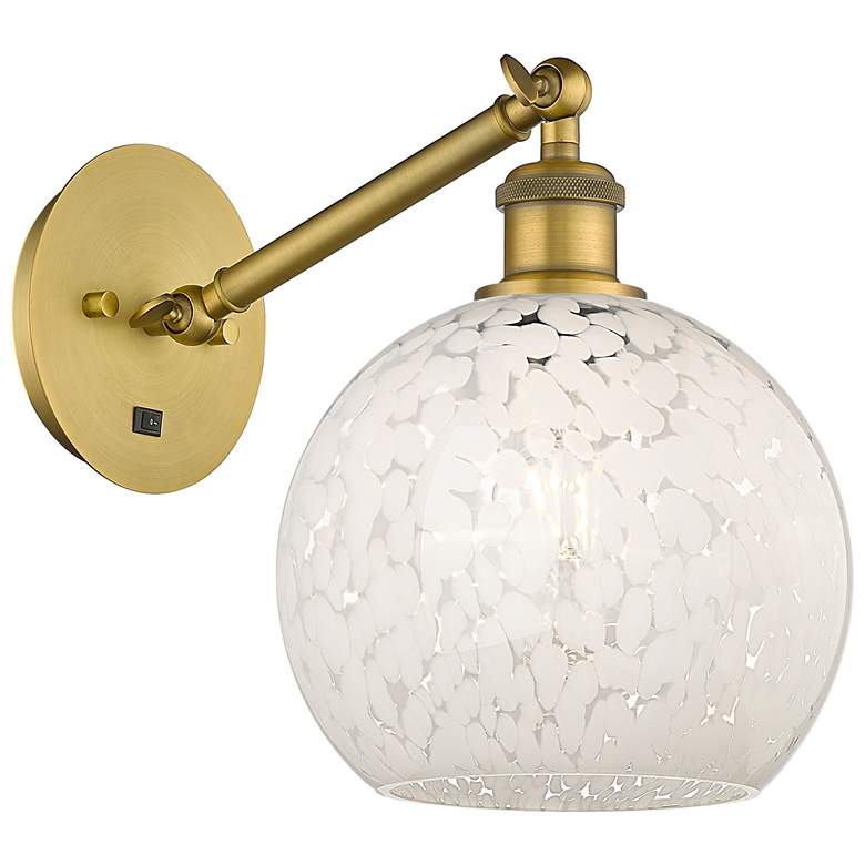 Image 1 Ballston 10"H Brushed Brass Vertically Adjustable Sconce w/ Mouchette