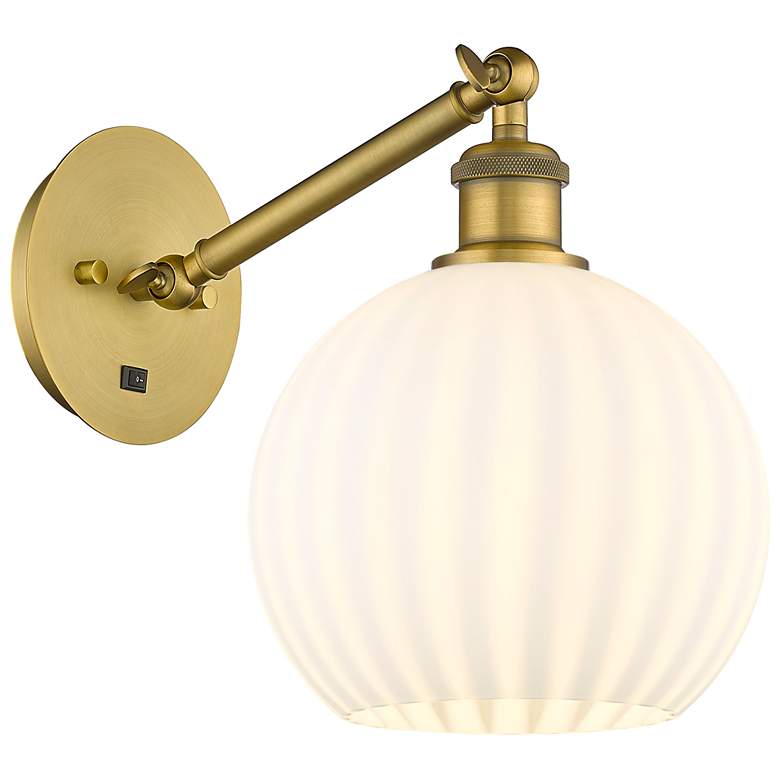 Image 1 Ballston 10"H Brushed Brass Vertically Adjustable Sconce w/ Venetian S