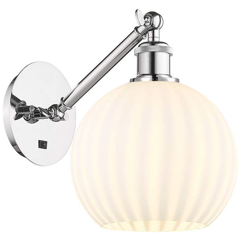 Image 1 Ballston 10"H Chrome Arm Adjusts Up and Down Sconce w/ White Venetian