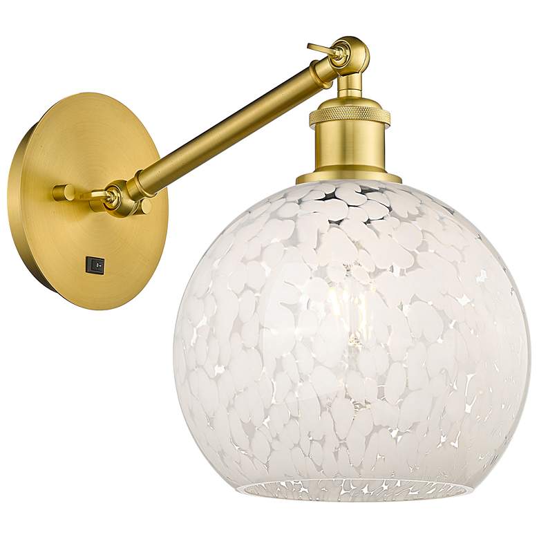 Image 1 Ballston 10"H Gold Vertically Adjustable Sconce w/ White Mouchette Sha