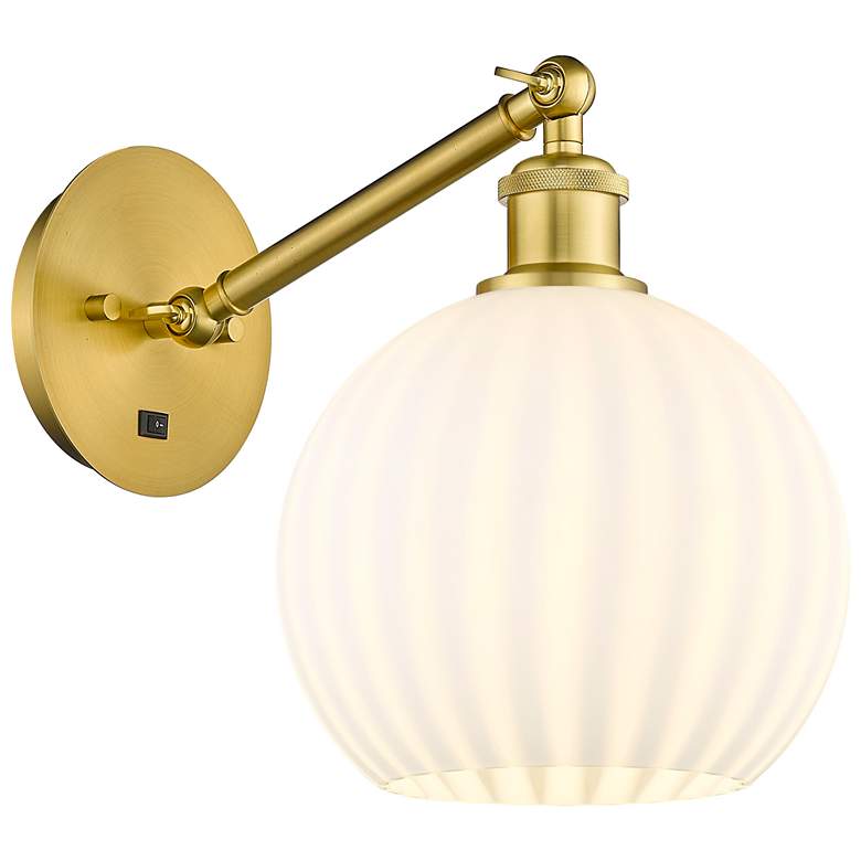 Image 1 Ballston 10"H Gold Vertically Adjustable Sconce w/ White Venetian Shad