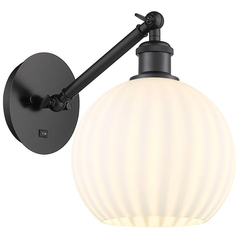 Image 1 Ballston 10"H Matte Black Vertically Adjustable Sconce w/ Venetian Sha