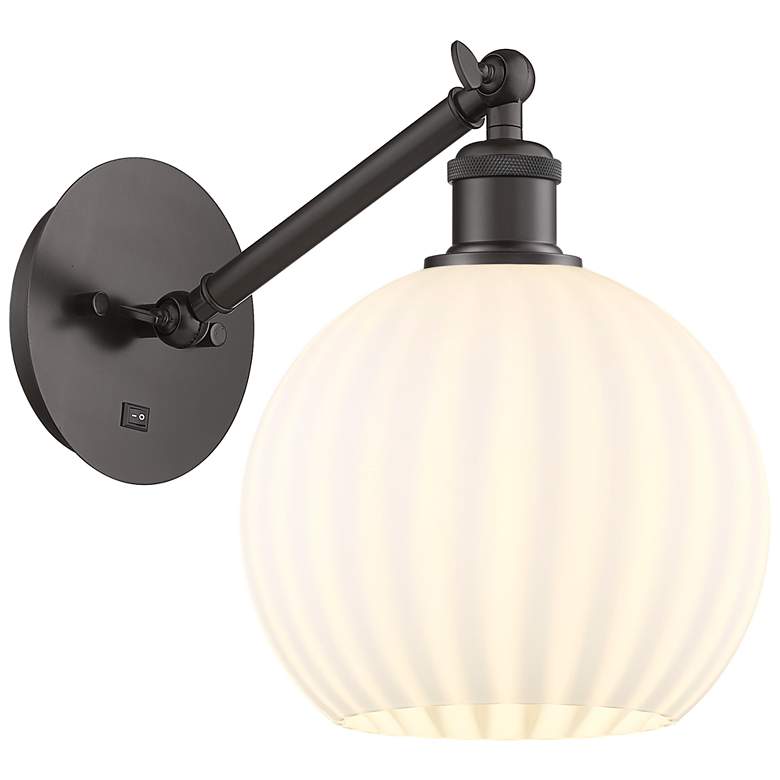 Image 1 Ballston 10"H Oiled Bronze Vertically Adjustable Sconce w/ Venetian Sh