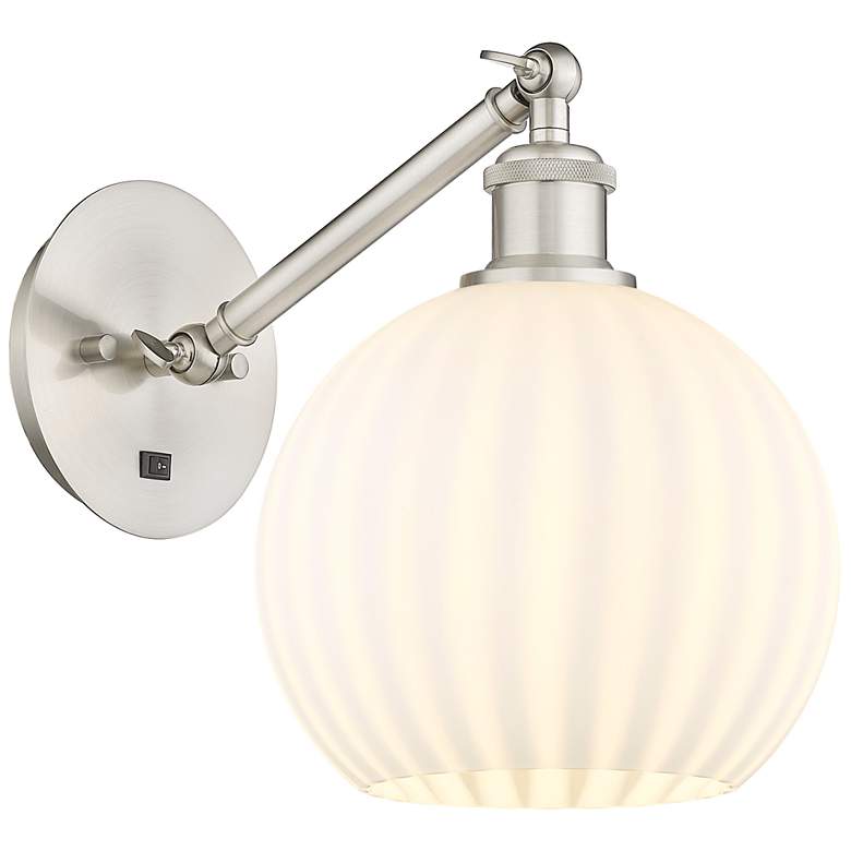 Image 1 Ballston 10"H Satin Nickel Vertically Adjustable Sconce w/ Venetian Sh