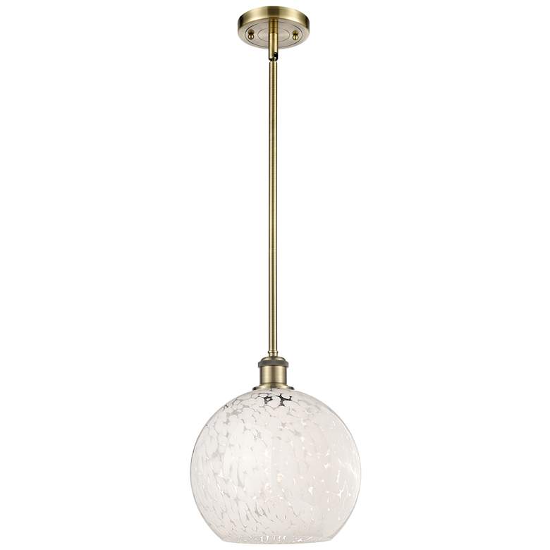 Image 1 Ballston 10"W Antique Brass Stemmed Mini Pendant w/ White Mouchette Sh