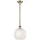 Ballston 10"W Antique Brass Stemmed Mini Pendant w/ White Mouchette Sh