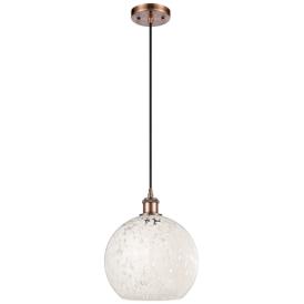 Ballston 10"W Antique Copper Corded Mini Pendant w/ White Mouchette Sh Ballston 10"W Antique Copper Corded Mini Pendant w/ White Mouchette Sh