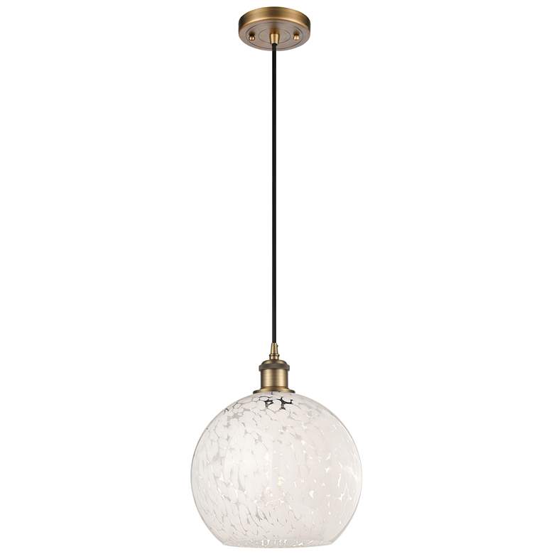 Image 1 Ballston 10"W Brushed Brass Corded Mini Pendant w/ White Mouchette Sha