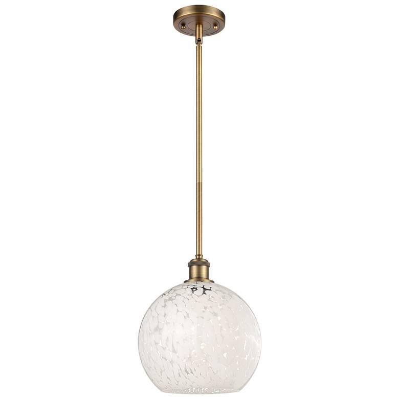 Image 1 Ballston 10"W Brushed Brass Stemmed Mini Pendant w/ White Mouchette Sh