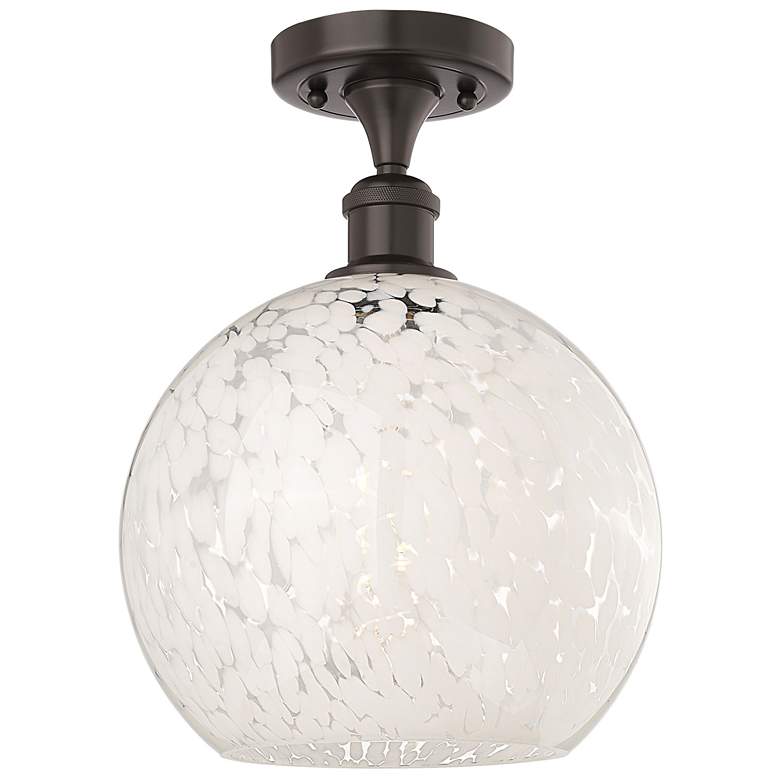 Image 1 Ballston 10"W Oil Rubbed Bronze Semi-Flush Mount w/ White Mouchette Sh