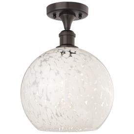 Ballston 10"W Oil Rubbed Bronze Semi-Flush Mount w/ White Mouchette Sh Ballston 10"W Oil Rubbed Bronze Semi-Flush Mount w/ White Mouchette Sh
