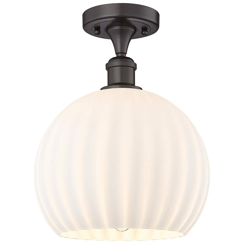 Image 1 Ballston 10"W Oil Rubbed Bronze Semi-Flush Mount w/ White Venetian Sha