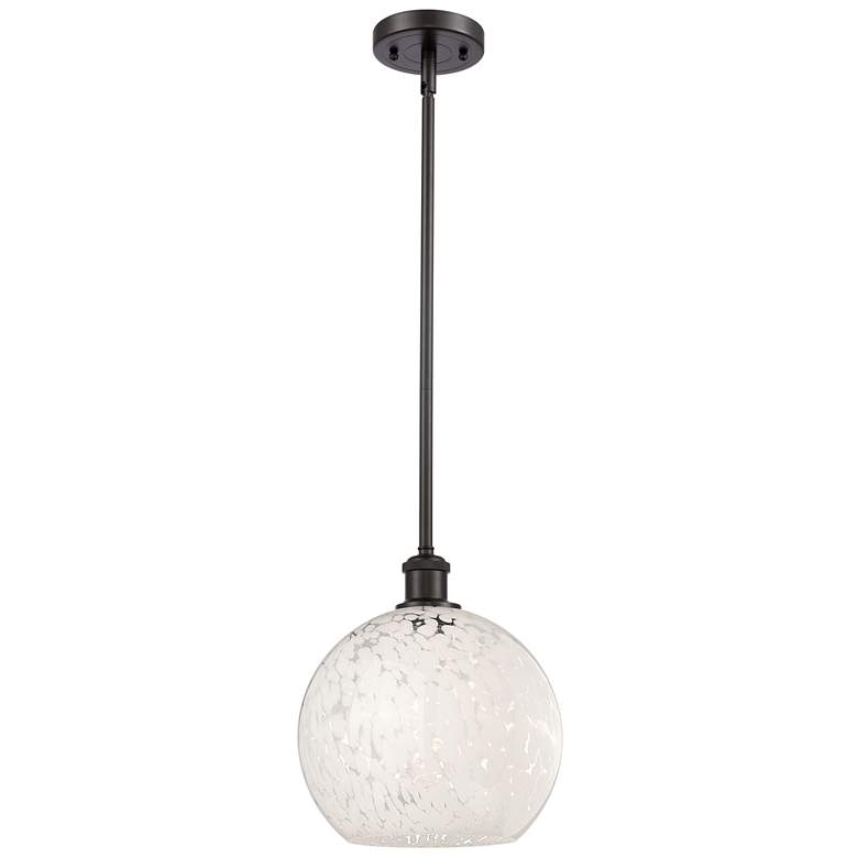 Image 1 Ballston 10"W Oiled Bronze Stemmed Mini Pendant w/ White Mouchette Sha