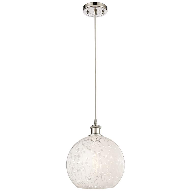 Image 1 Ballston 10"W Polished Nickel Corded Mini Pendant w/ White Mouchette S