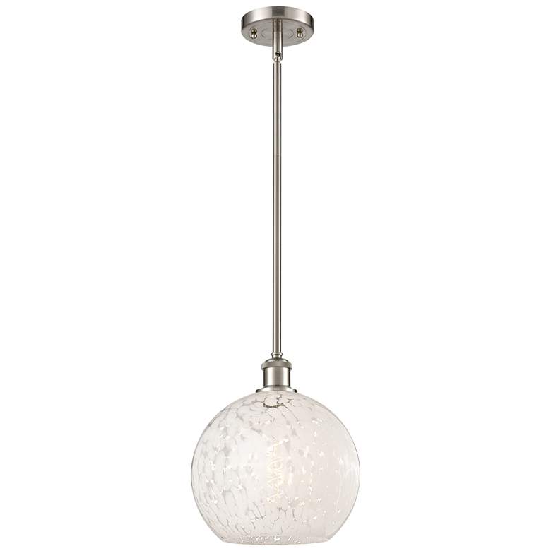 Image 1 Ballston 10"W Satin Nickel Stemmed Mini Pendant w/ White Mouchette Sha