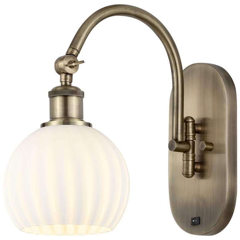 Image 1 Ballston 11.5"H Antique Brass Horizontal Swing Sconce w/ Venetian Shad