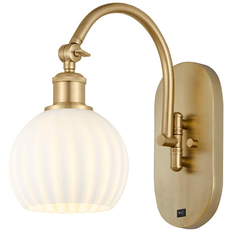 Image 1 Ballston 11.5"H Gold Horizontally Adjustable Sconce w/ White Venetian
