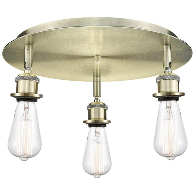 Image 1 Ballston 11.75" Wide 3 Light Antique Brass Flush Mount