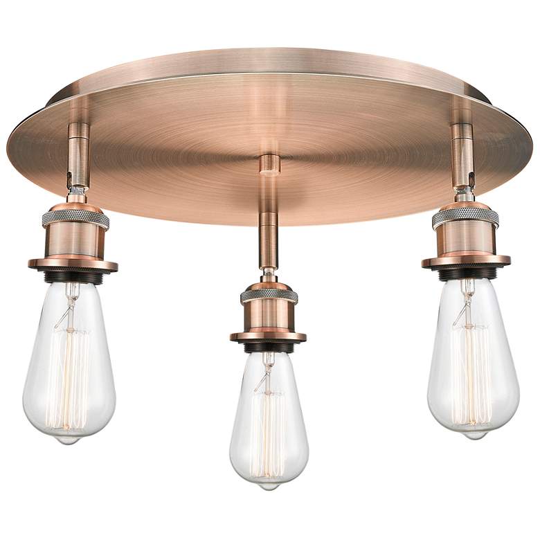 Image 1 Ballston 11.75" Wide 3 Light Antique Copper Flush Mount