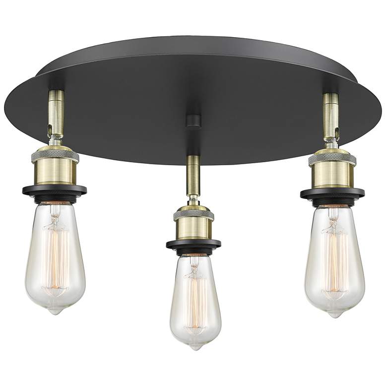 Image 1 Ballston 11.75" Wide 3 Light Black Antique Brass Flush Mount
