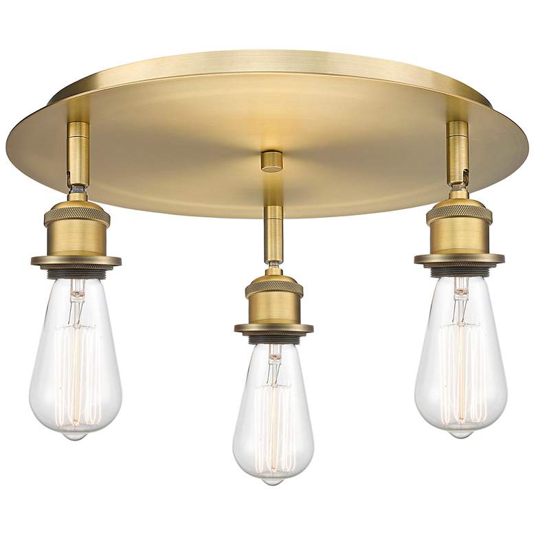 Image 1 Ballston 11.75" Wide 3 Light Brushed Brass Flush Mount