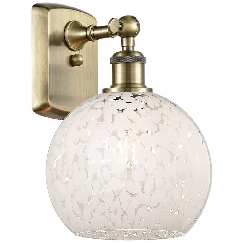 Image 1 Ballston 11" High Antique Brass Sconce With White Mouchette Shade