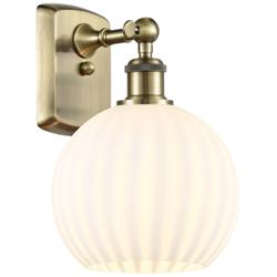 Ballston 11" High Antique Brass Sconce With White Venetian Shade